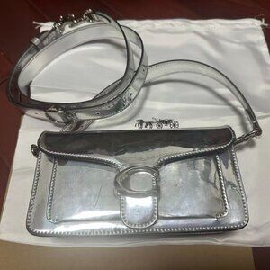 Silver White Coach Bacchus Shoulder Bag